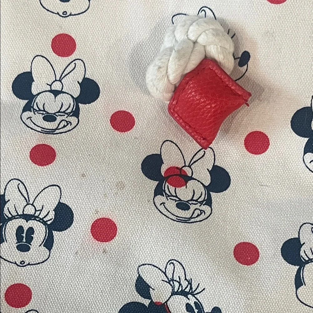 Disney Minnie Mouse White and Red Canvas Tote with Navy Character Motif